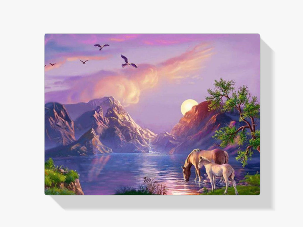 Pferde am See - Malen nach Zahlen