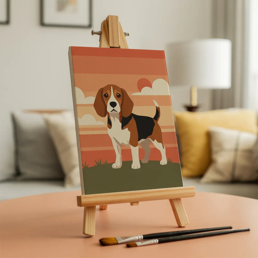 Malen nach Zahlen - 6 Mini-Gemälde | Retro-Hundstage