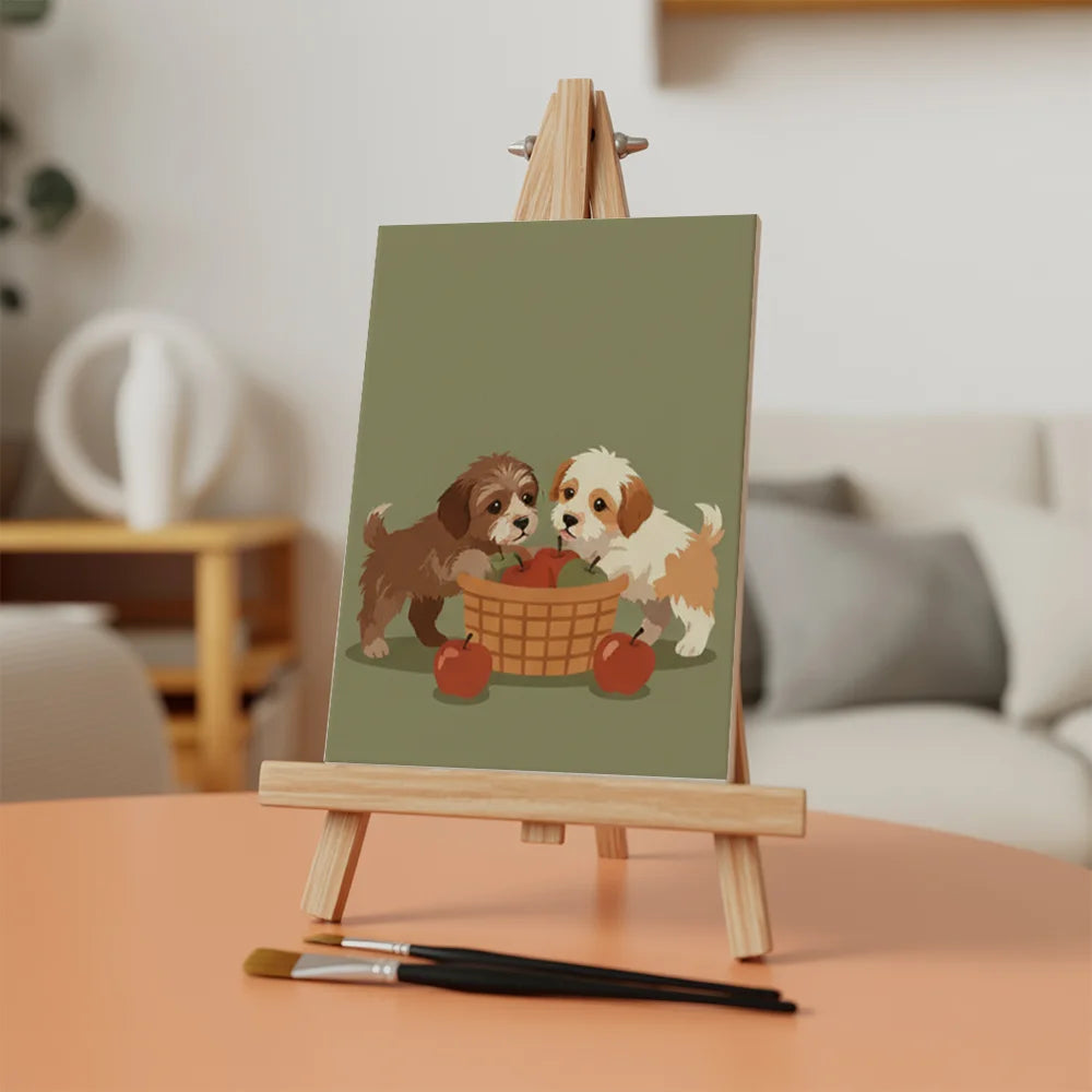 Malen nach Zahlen - 6 Mini-Gemälde | Retro-Hundstage