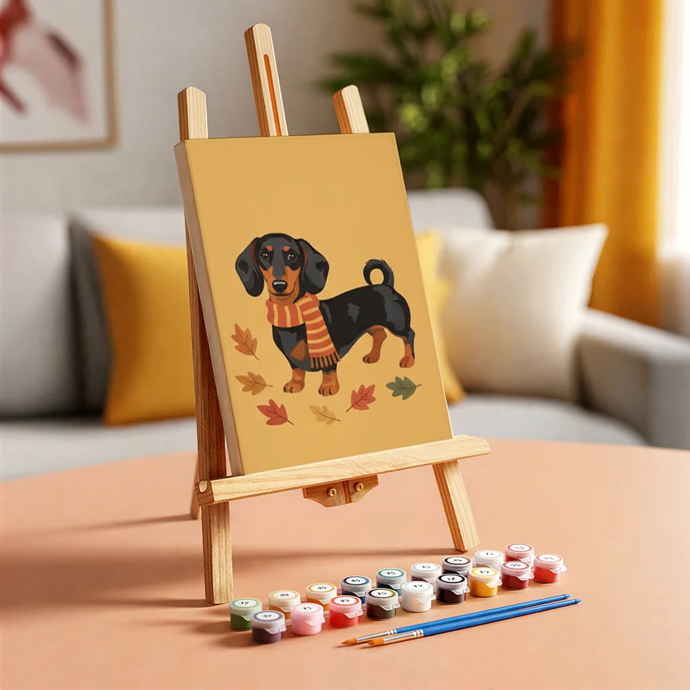 Malen nach Zahlen - 6 Mini-Gemälde | Retro-Hundstage