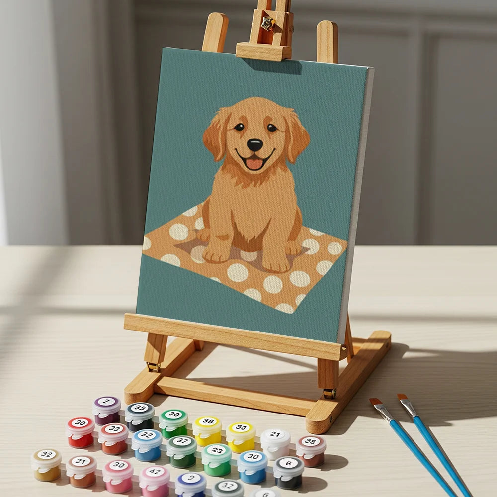 Malen nach Zahlen - 6 Mini-Gemälde | Retro-Hundstage