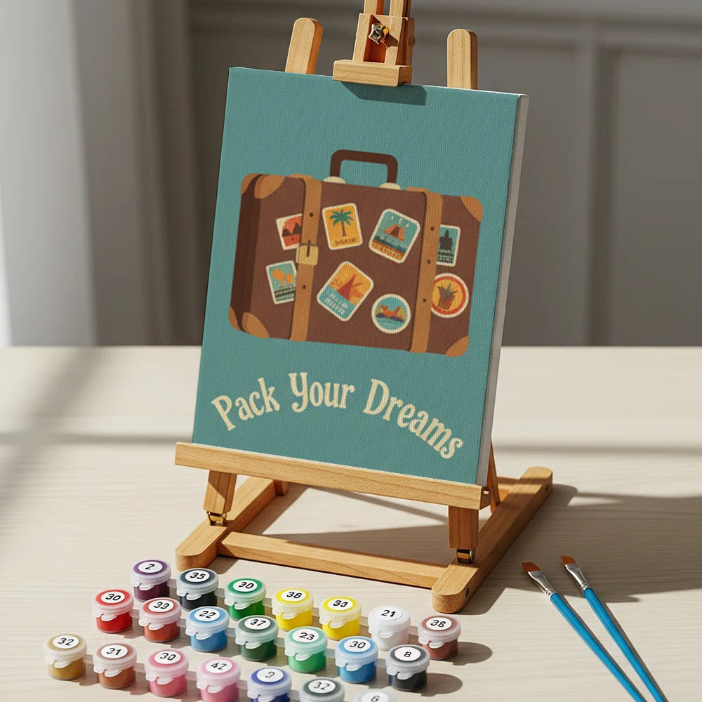 Malen nach Zahlen - 6 Mini-Gemälde | Retro-Reisetempo