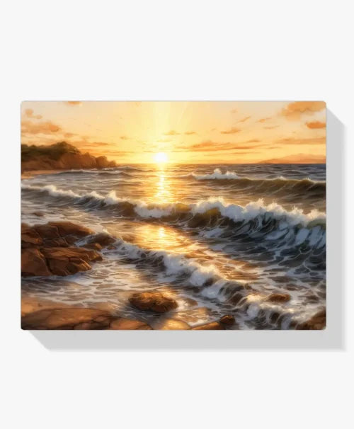 Malen nach Zahlen - Goldene Wellen bei Sonnenuntergang