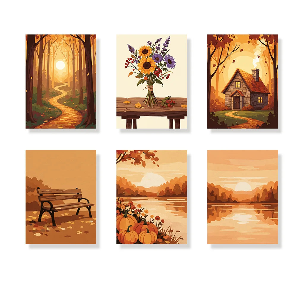 Malen nach Zahlen - 6 Mini-Gemälde | September-Sprichwort