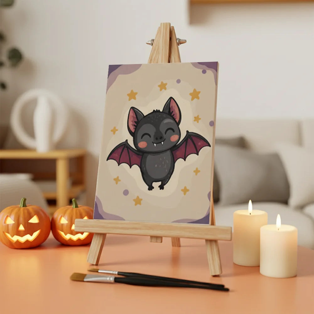 Malen nach Zahlen - 6 Mini-Gemälde | Süße Vampirfledermaus