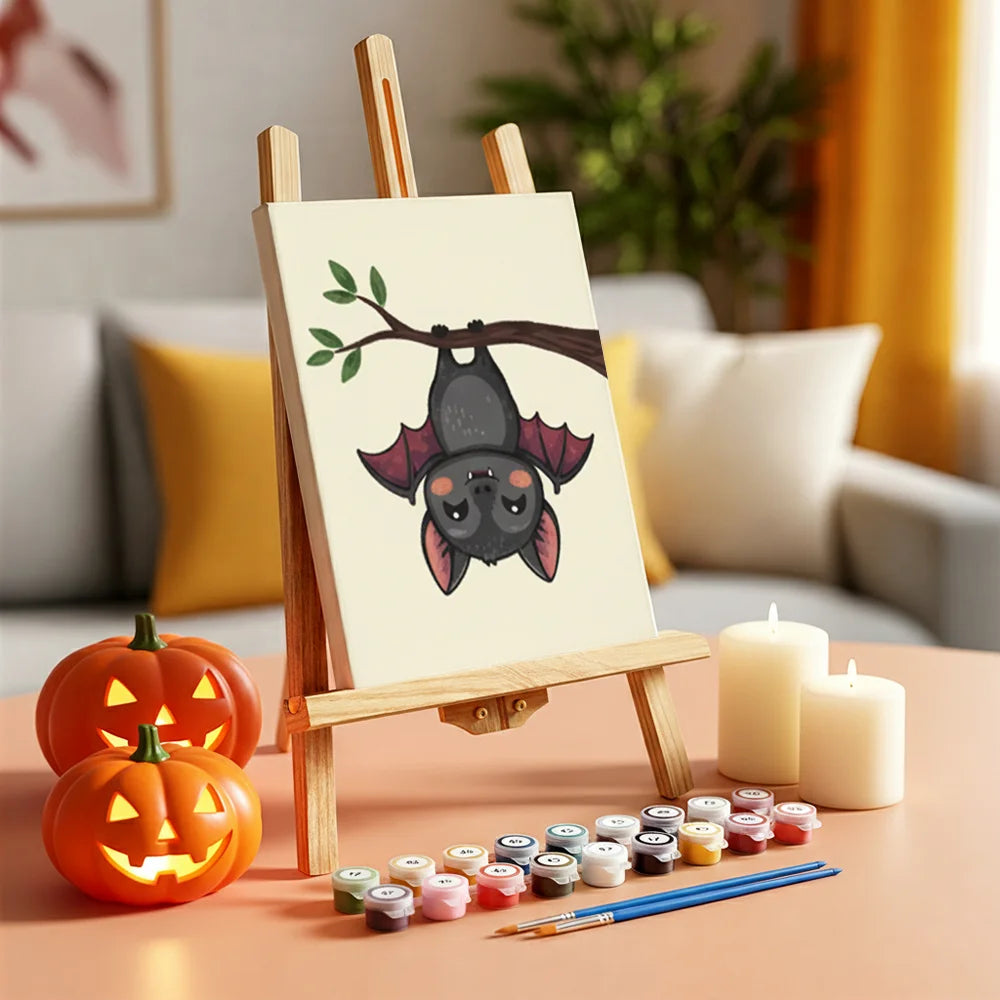 Malen nach Zahlen - 6 Mini-Gemälde | Süße Vampirfledermaus