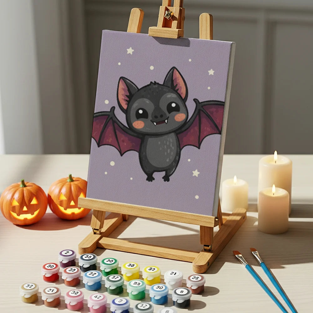 Malen nach Zahlen - 6 Mini-Gemälde | Süße Vampirfledermaus