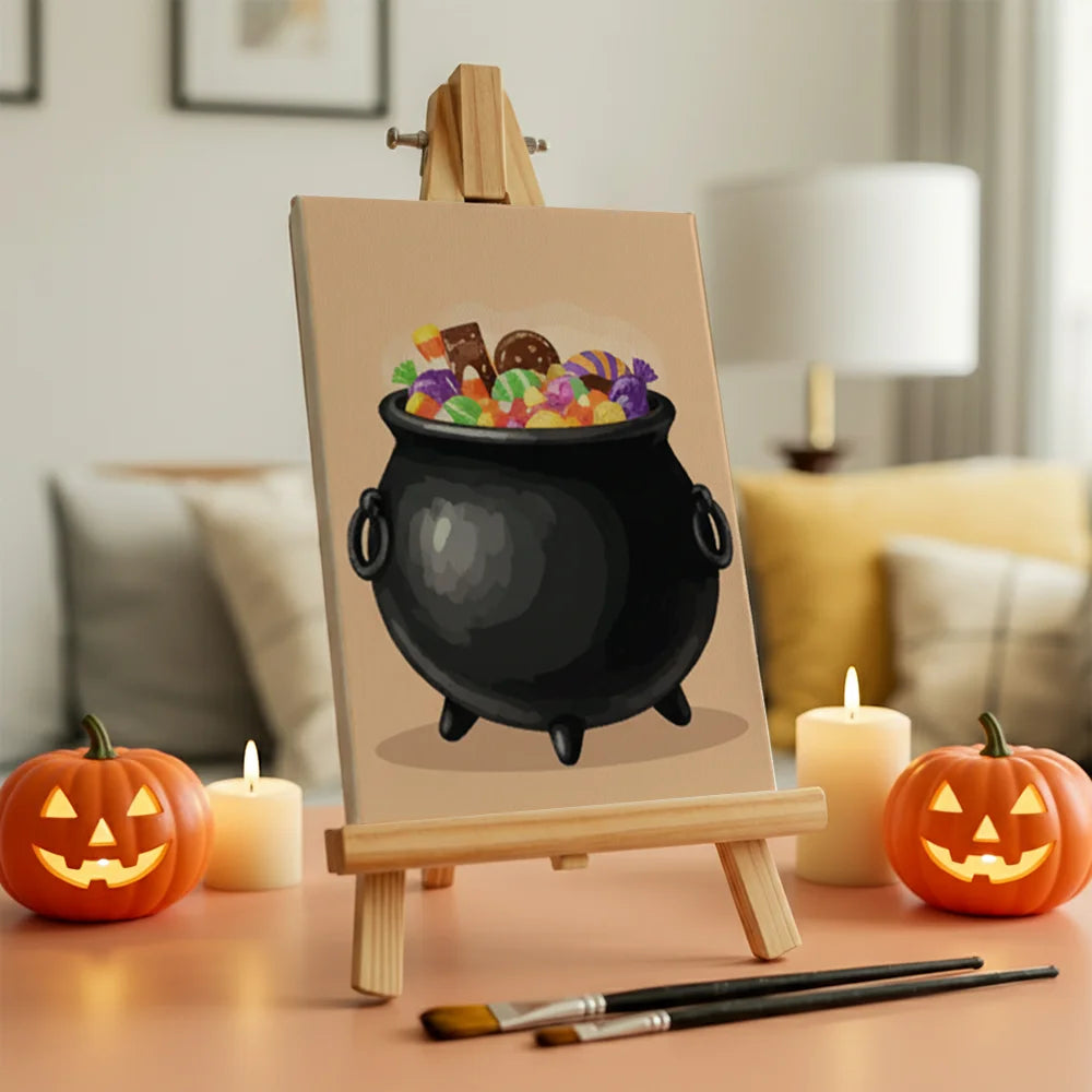 Malen nach Zahlen - 6 Mini-Gemälde | Süßes oder Saures-Süßigkeitentasche