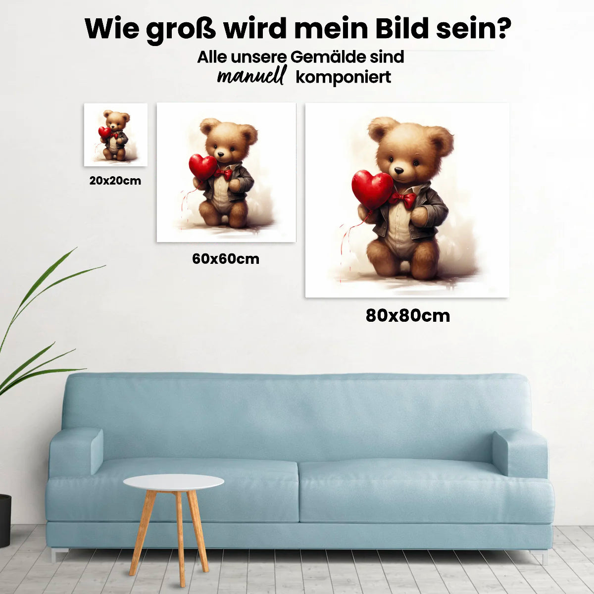 Teddybär mit Herz - Malen nach Zahlen