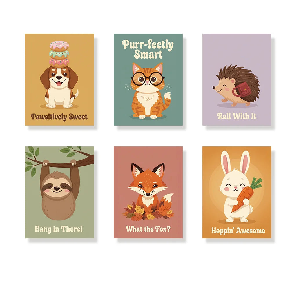 Malen nach Zahlen - 6 Mini-Gemälde | Tierwortspiele-Parade