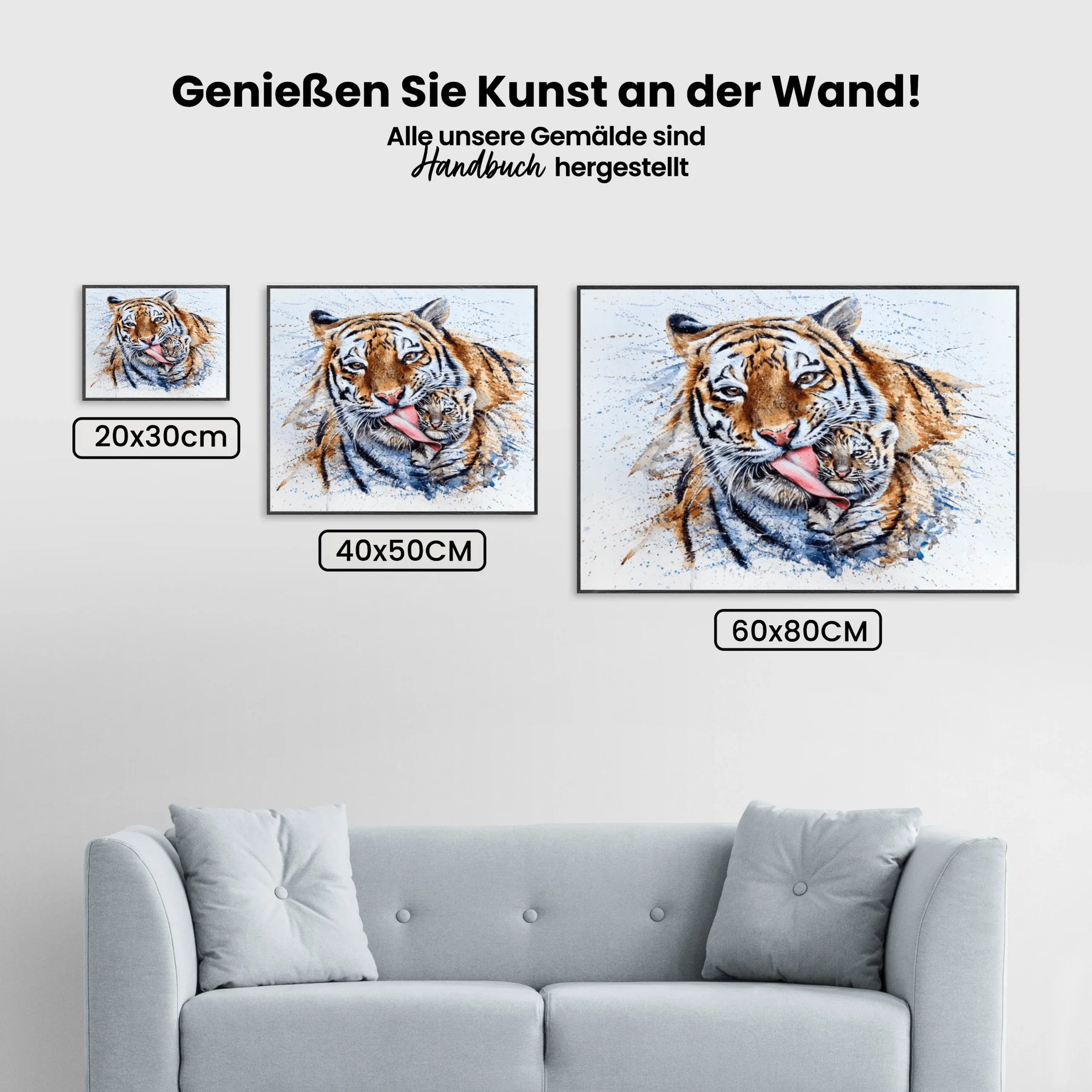 Tiger Mit Jungtier - Malen nach Zahlen