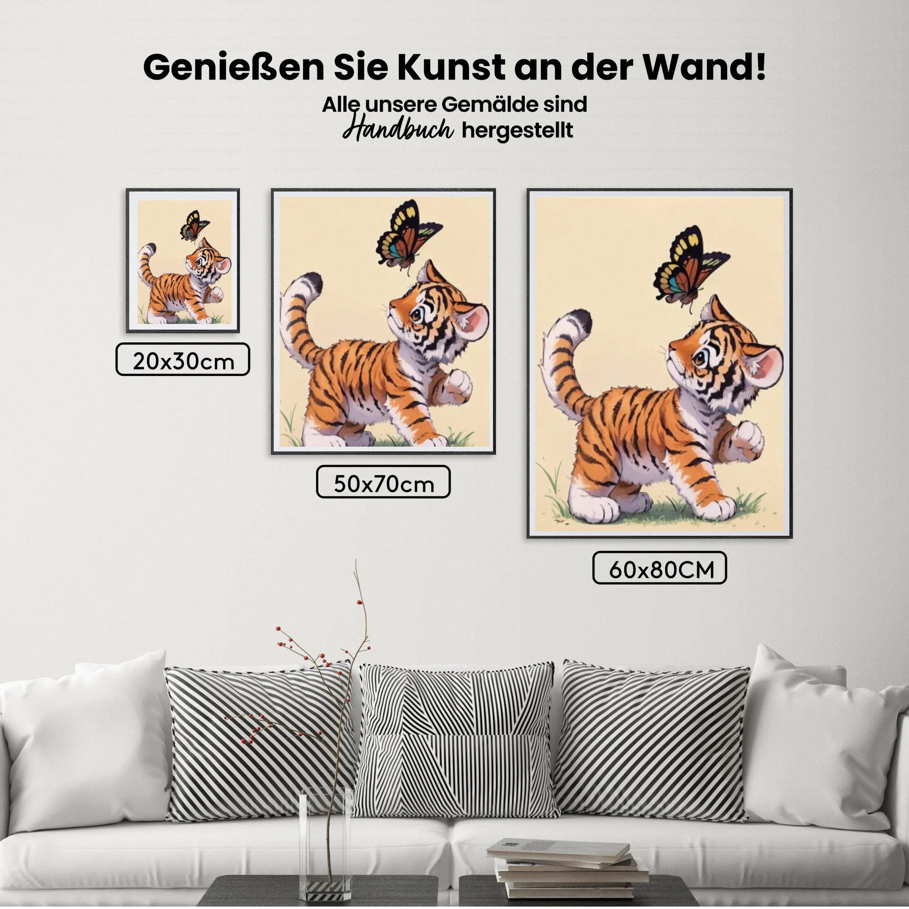 Tiger mit Schmetterlings-Freund - Malen nach Zahlen