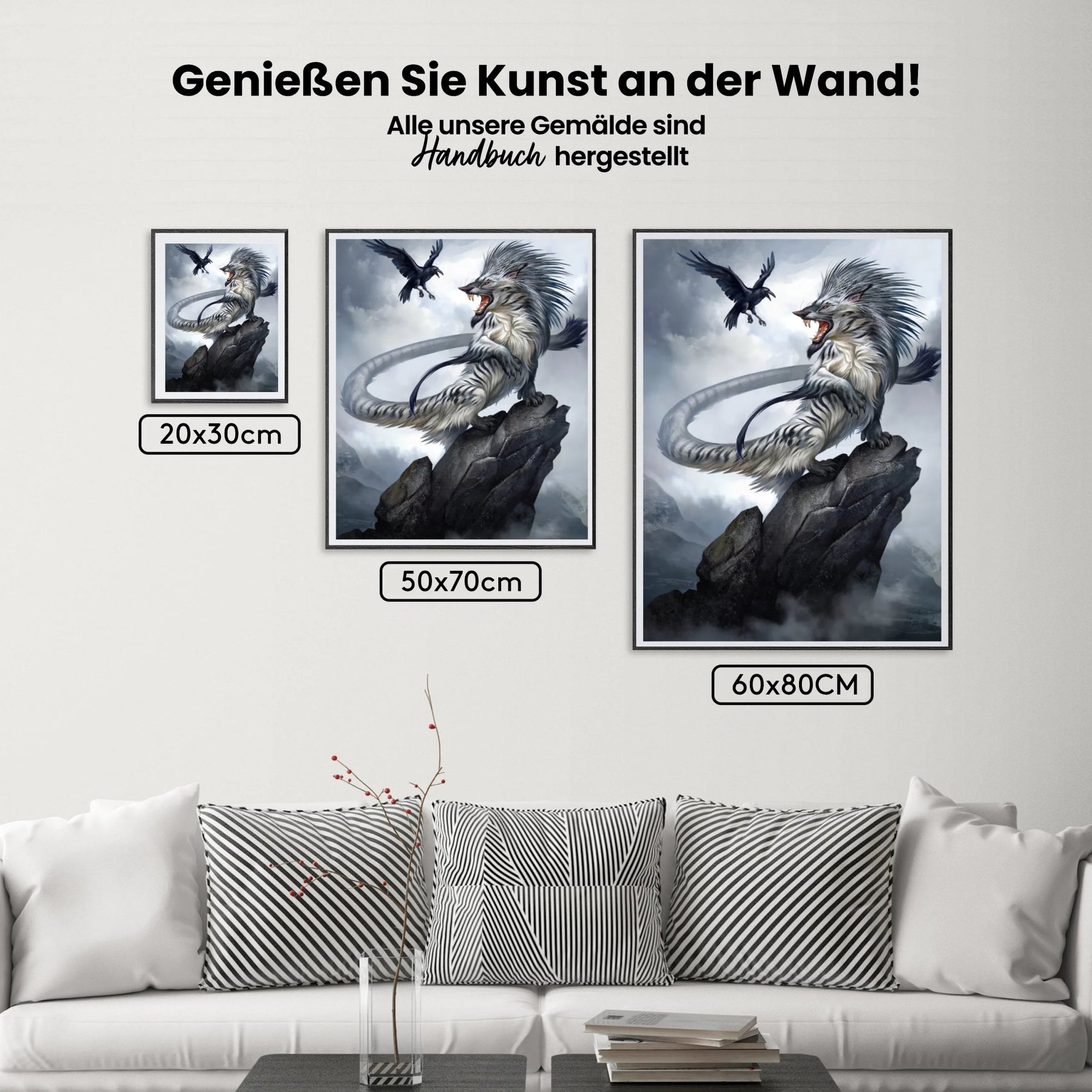 Tiger und Krähe in der Traumwelt - Malen nach Zahlen