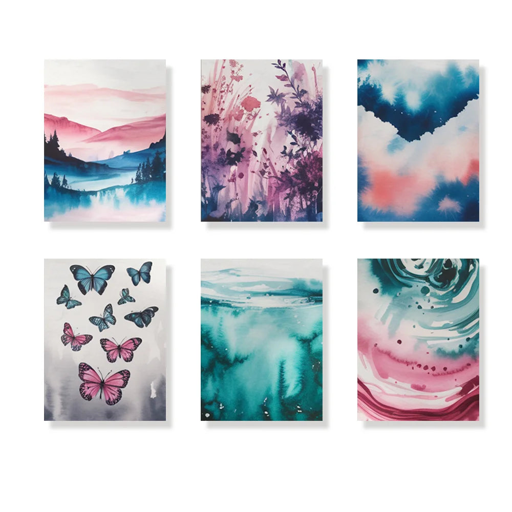 Malen nach Zahlen - 6 Mini-Gemälde | Traumlandschaften in Pastell