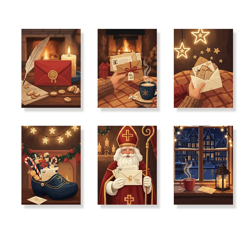 Malen nach Zahlen - 6 Mini-Gemälde | Umschlag mit herzlichen Grüßen