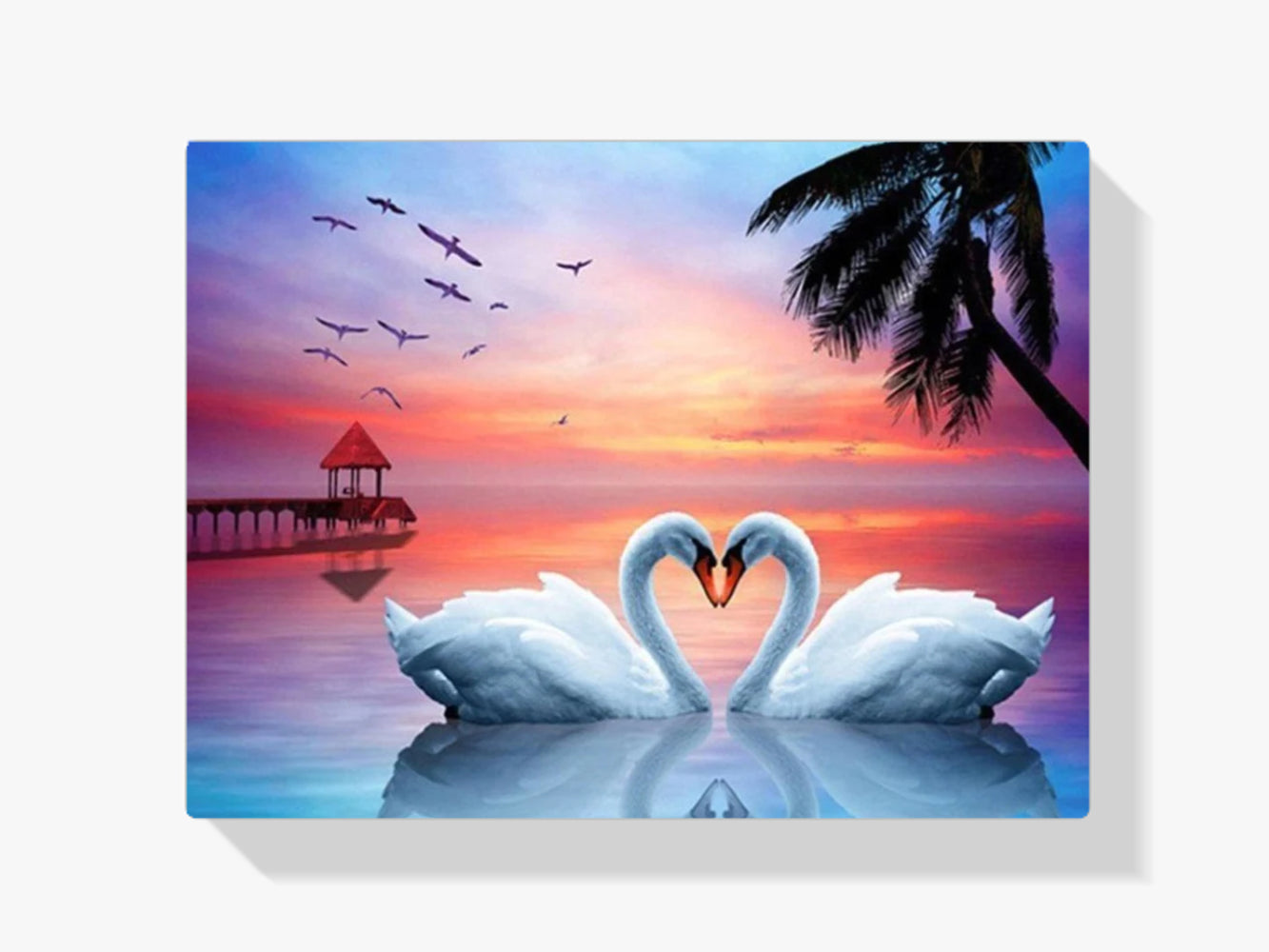 Weiße Liebesschwäne - Malen nach Zahlen