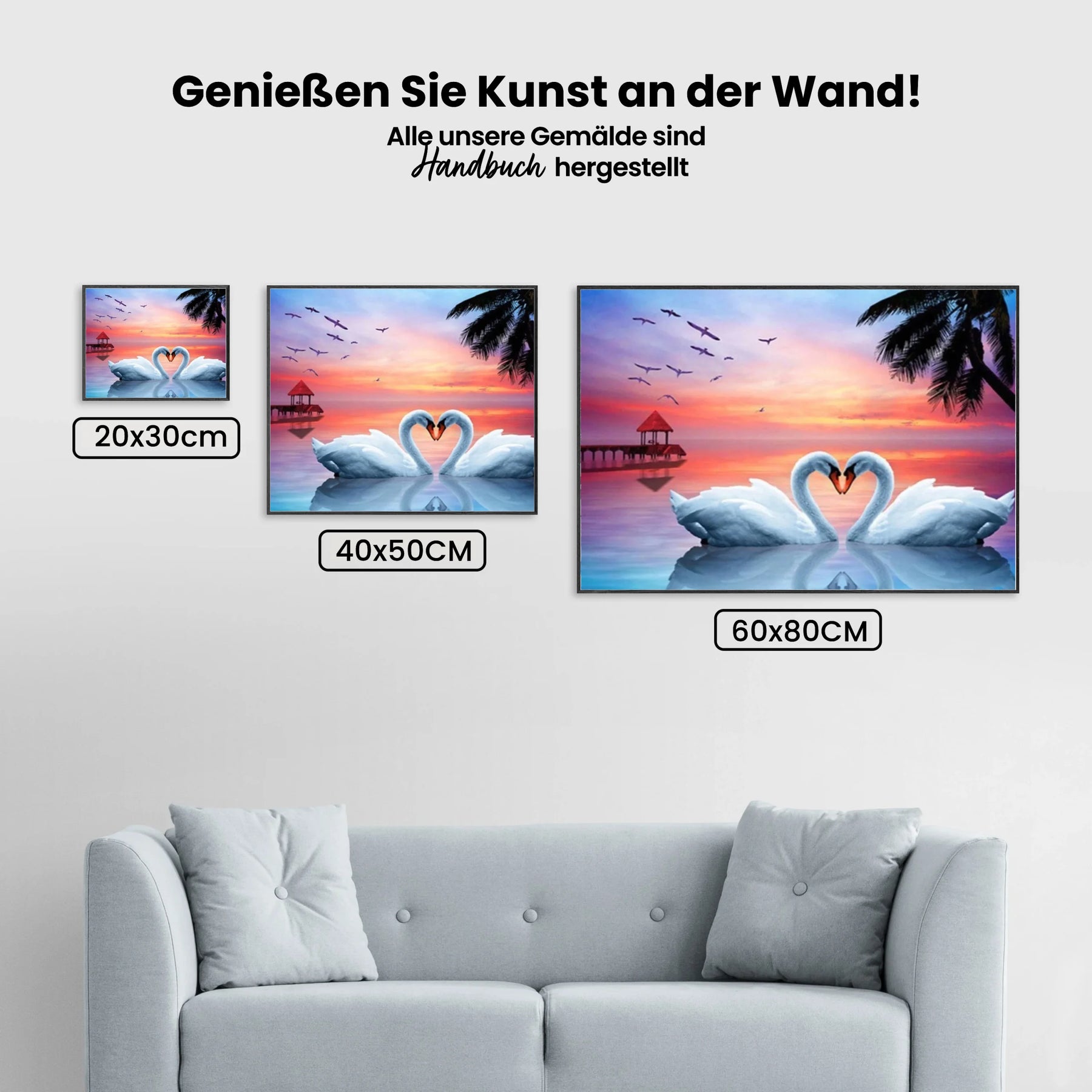 Weiße Liebesschwäne - Malen nach Zahlen