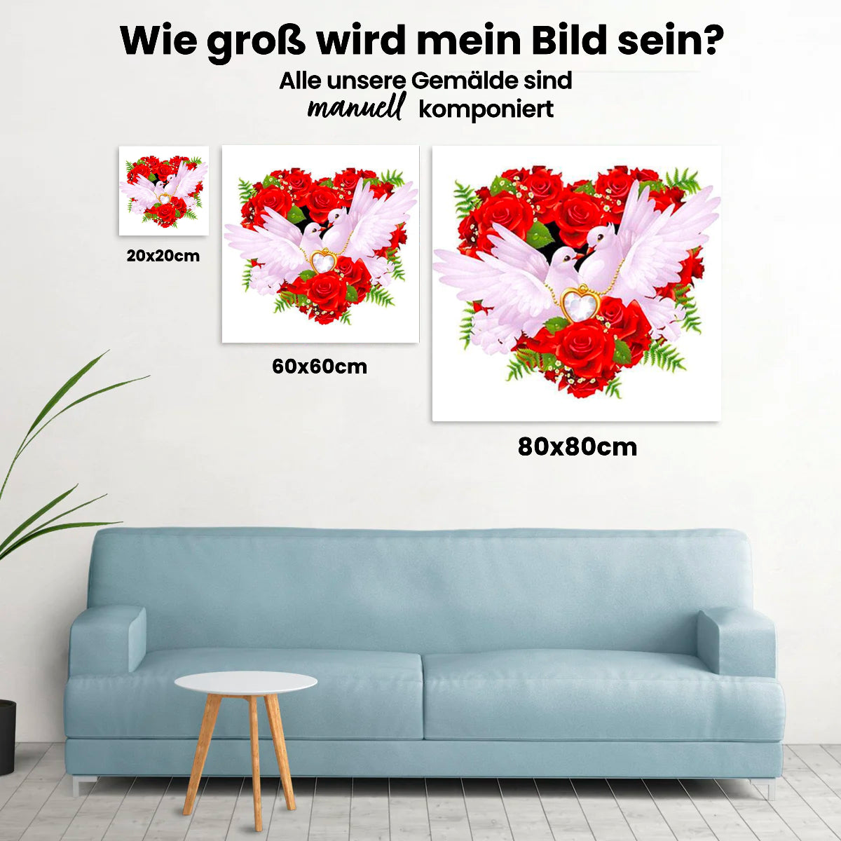 Weiße Tauben - Malen nach Zahlen