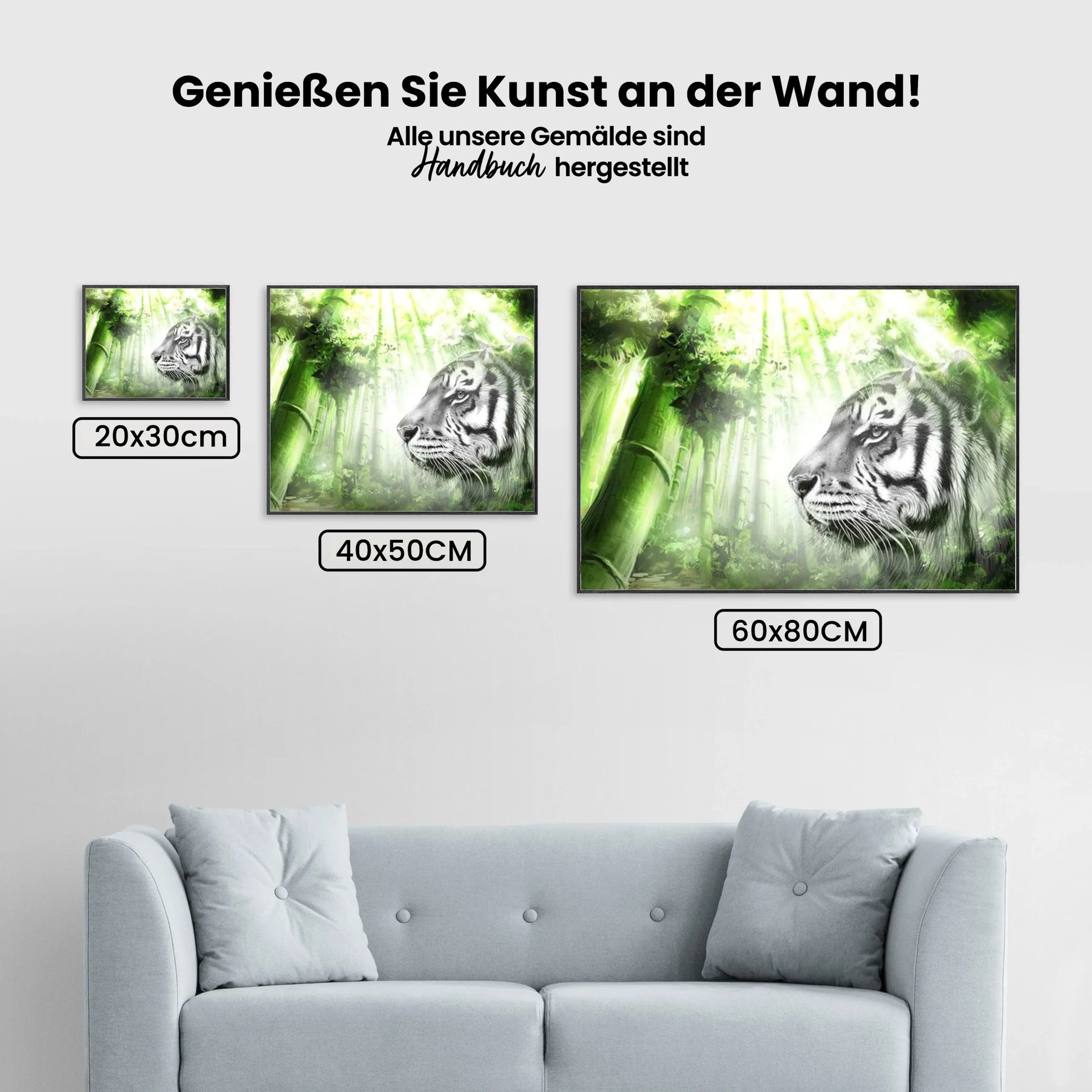 Weißer Tiger im Grünen Wald - Malen nach Zahlen