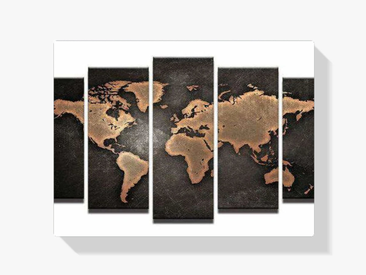 Weltkarte 5 Stück - Malen nach Zahlen