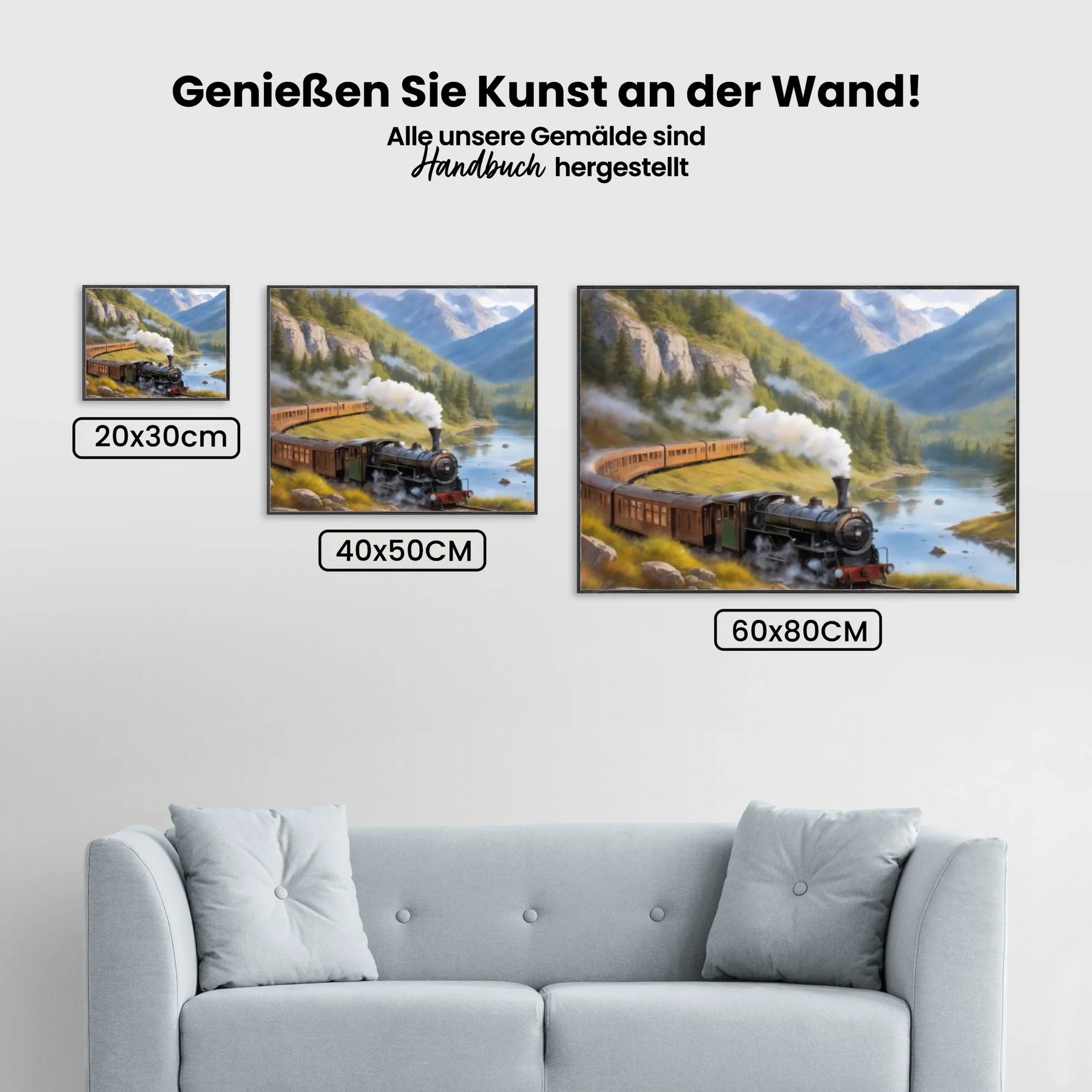 Zug durch die Berge - Malen nach Zahlen
