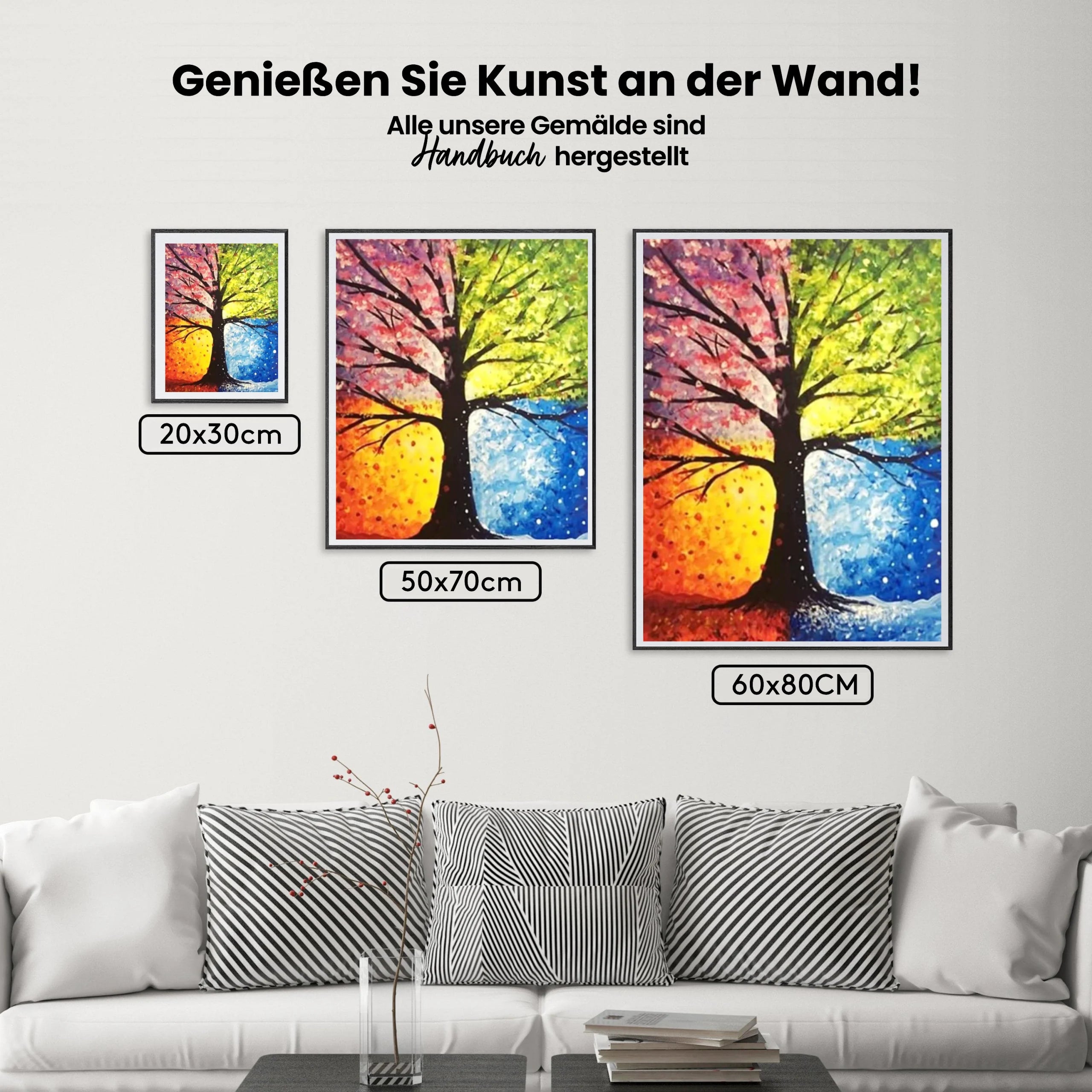 4 Saisonbäume - Malen nach Zahlen