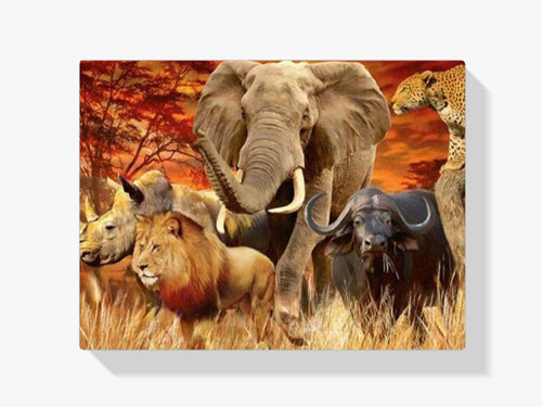 5 Afrikanische Tiere - Malen nach Zahlen