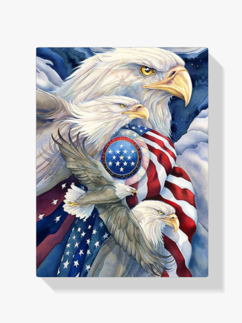 Adler - Amerikanische Flagge - Malen nach Zahlen
