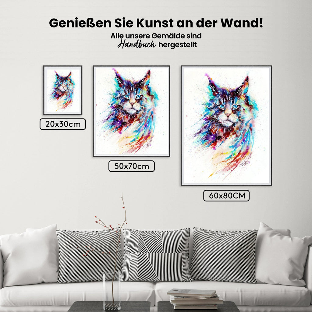 Aquarellkunst Katze - Malen nach Zahlen