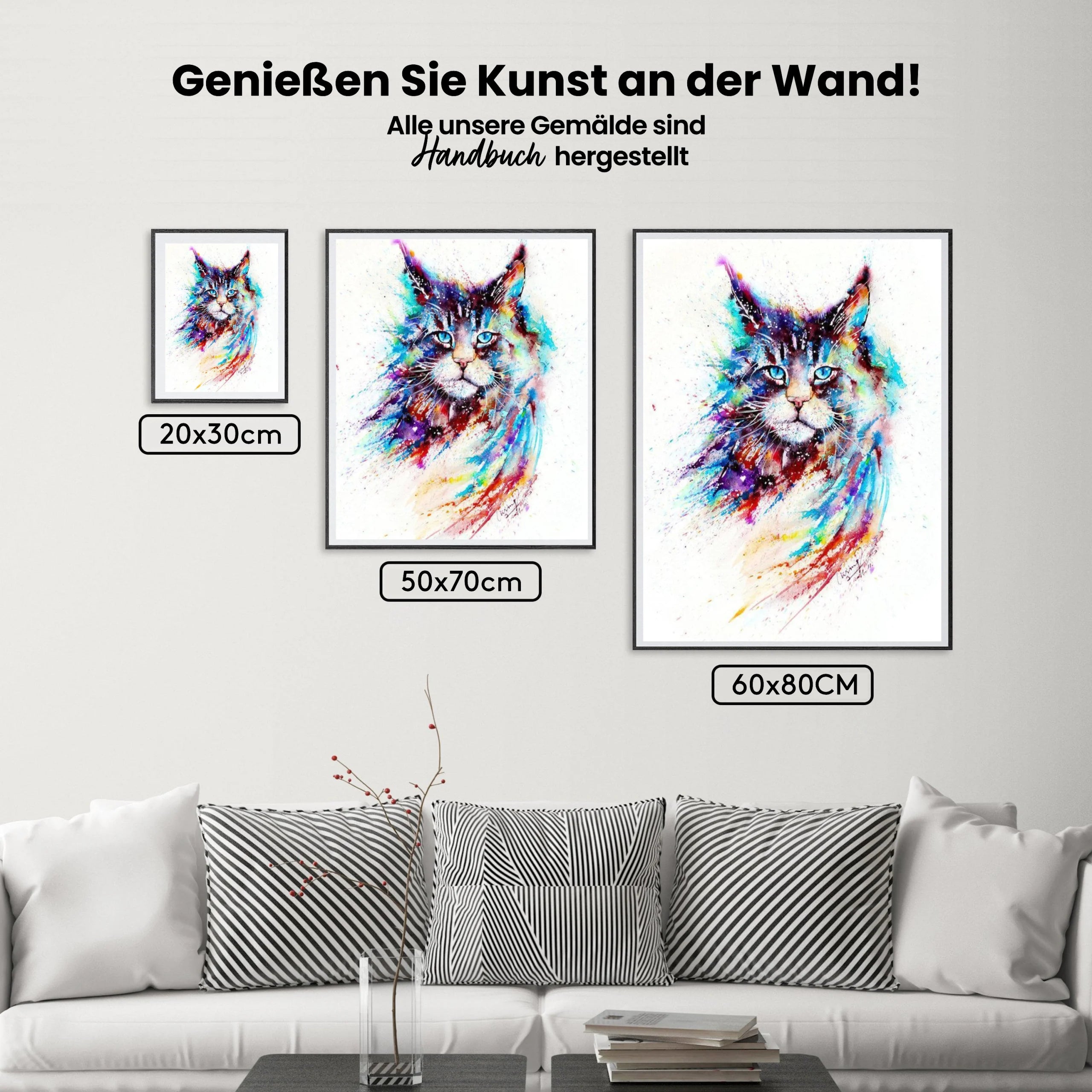 Aquarellkunst Katze - Malen nach Zahlen