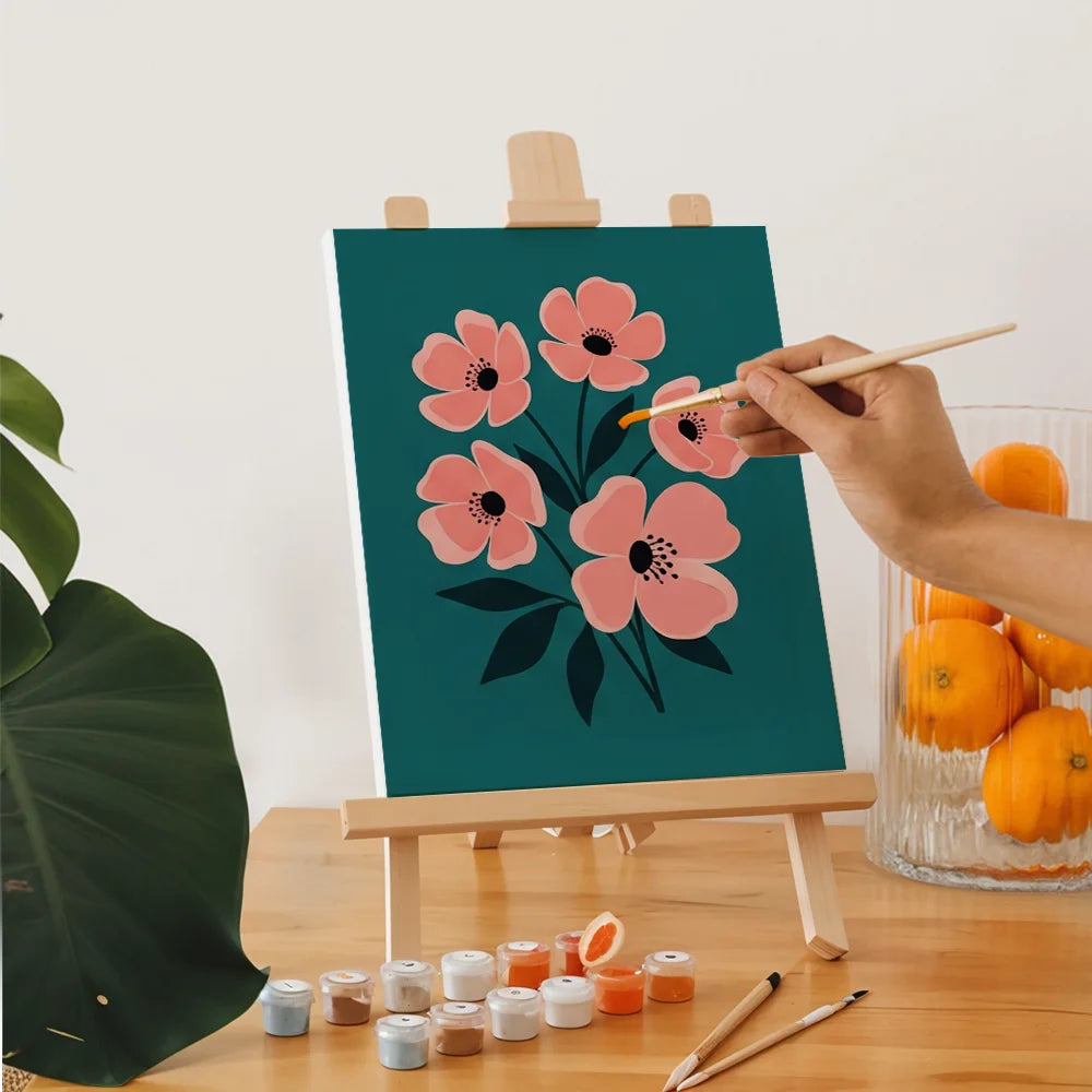 Malen nach Zahlen - 6 Mini-Gemälde | Auffällige Blumen