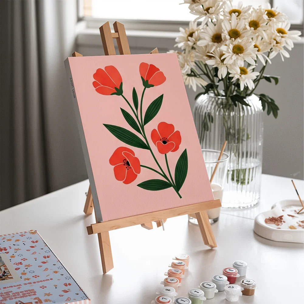Malen nach Zahlen - 6 Mini-Gemälde | Auffällige Blumen