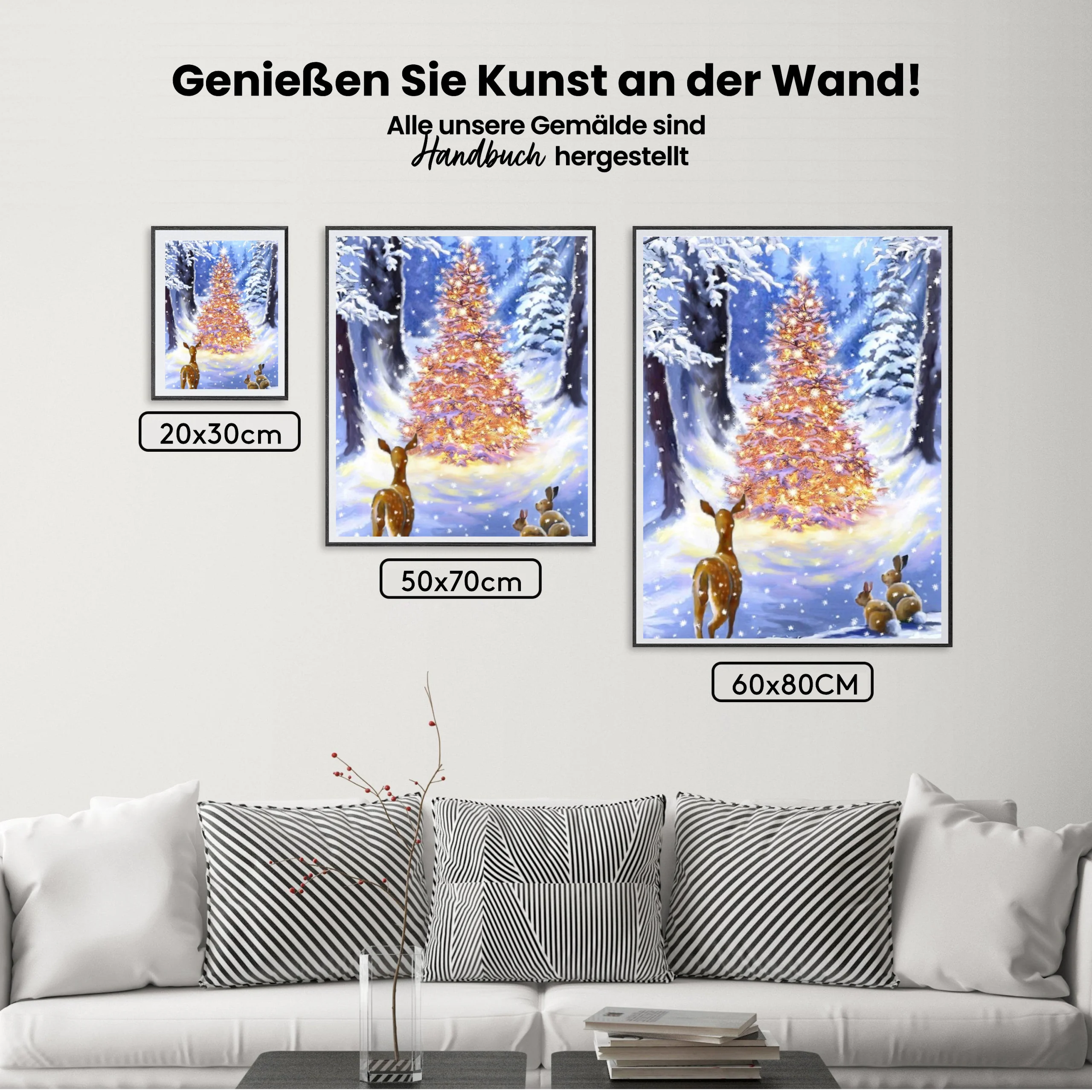 Baum mit Lichtern im Wald - Malen nach Zahlen