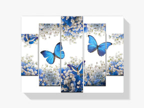 Blaue Schmetterlinge | 5 Teile - Malen nach Zahlen