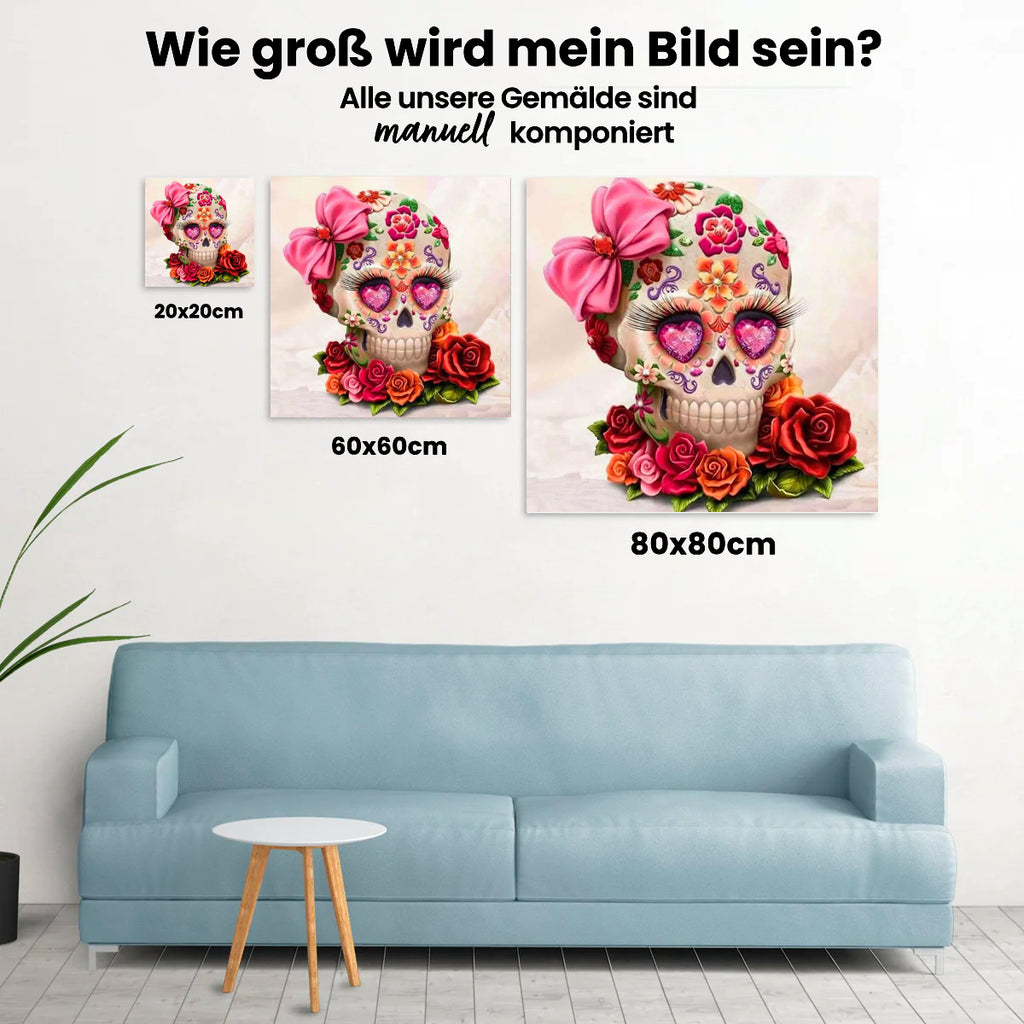 Blumenschädel - Malen nach Zahlen