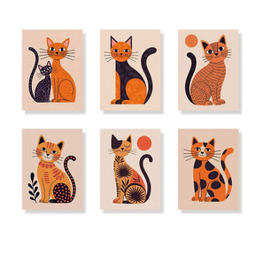 Malen nach Zahlen - 6 Mini-Gemälde | Boho-Katzen