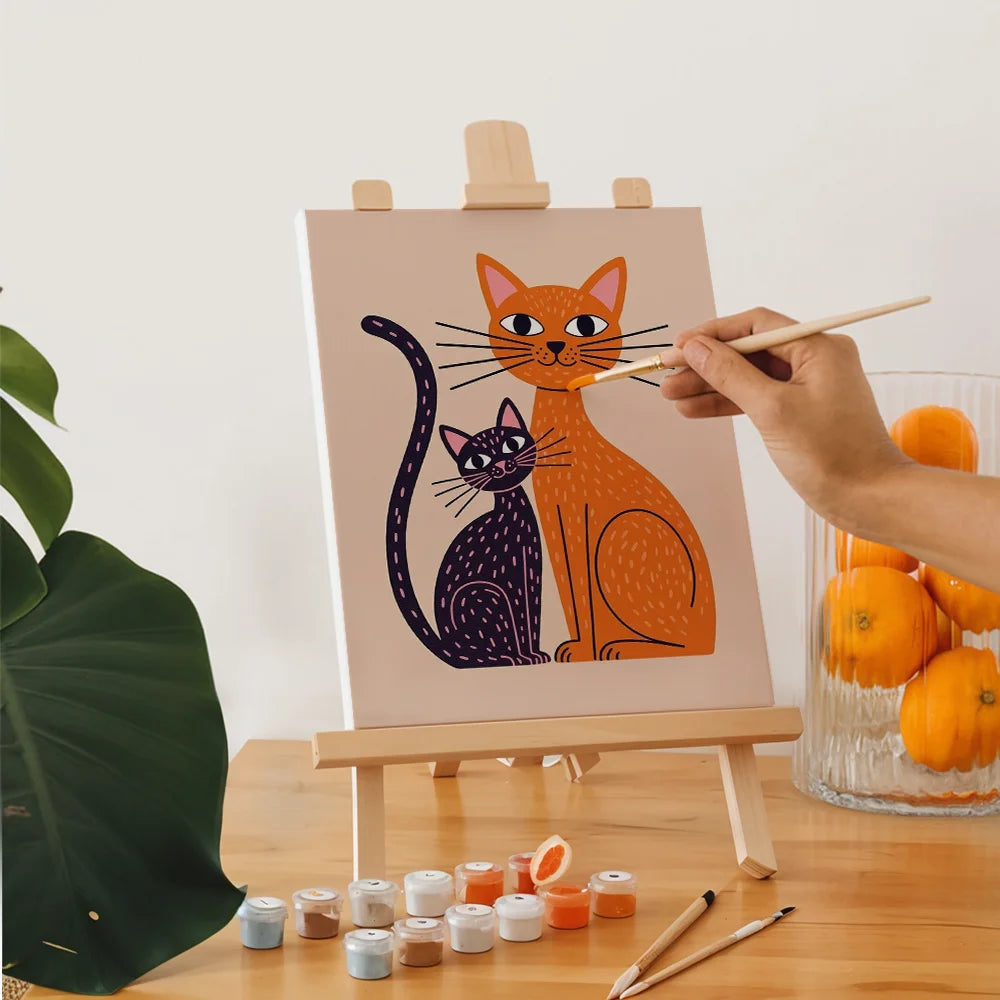 Malen nach Zahlen - 6 Mini-Gemälde | Boho-Katzen