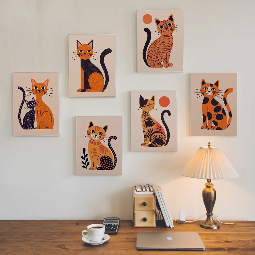 Malen nach Zahlen - 6 Mini-Gemälde | Boho-Katzen