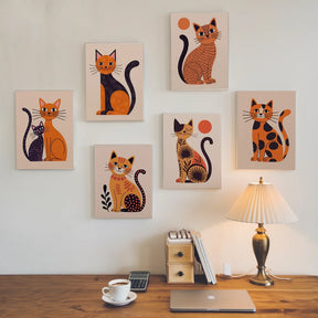 Malen nach Zahlen - 6 Mini-Gemälde | Boho-Katzen