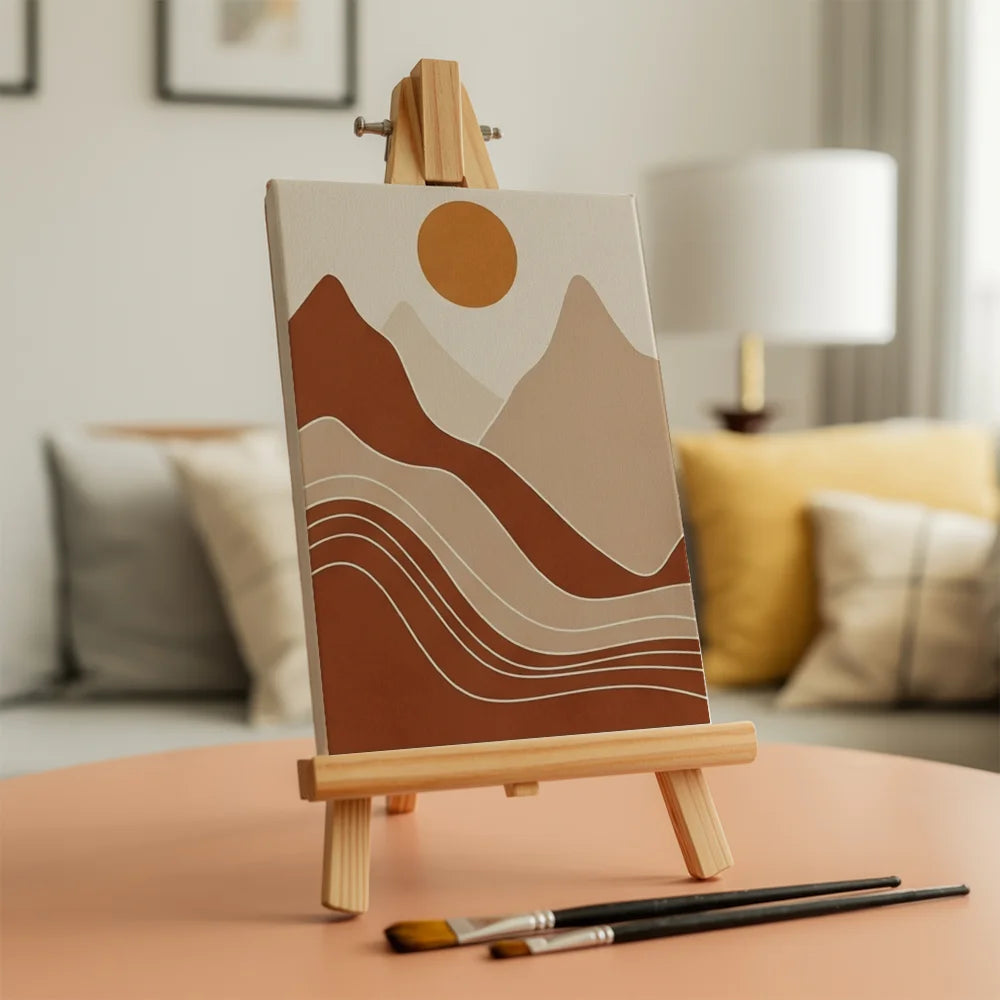 Malen nach Zahlen - 6 Mini-Gemälde | Boho Linienkunst & Natur