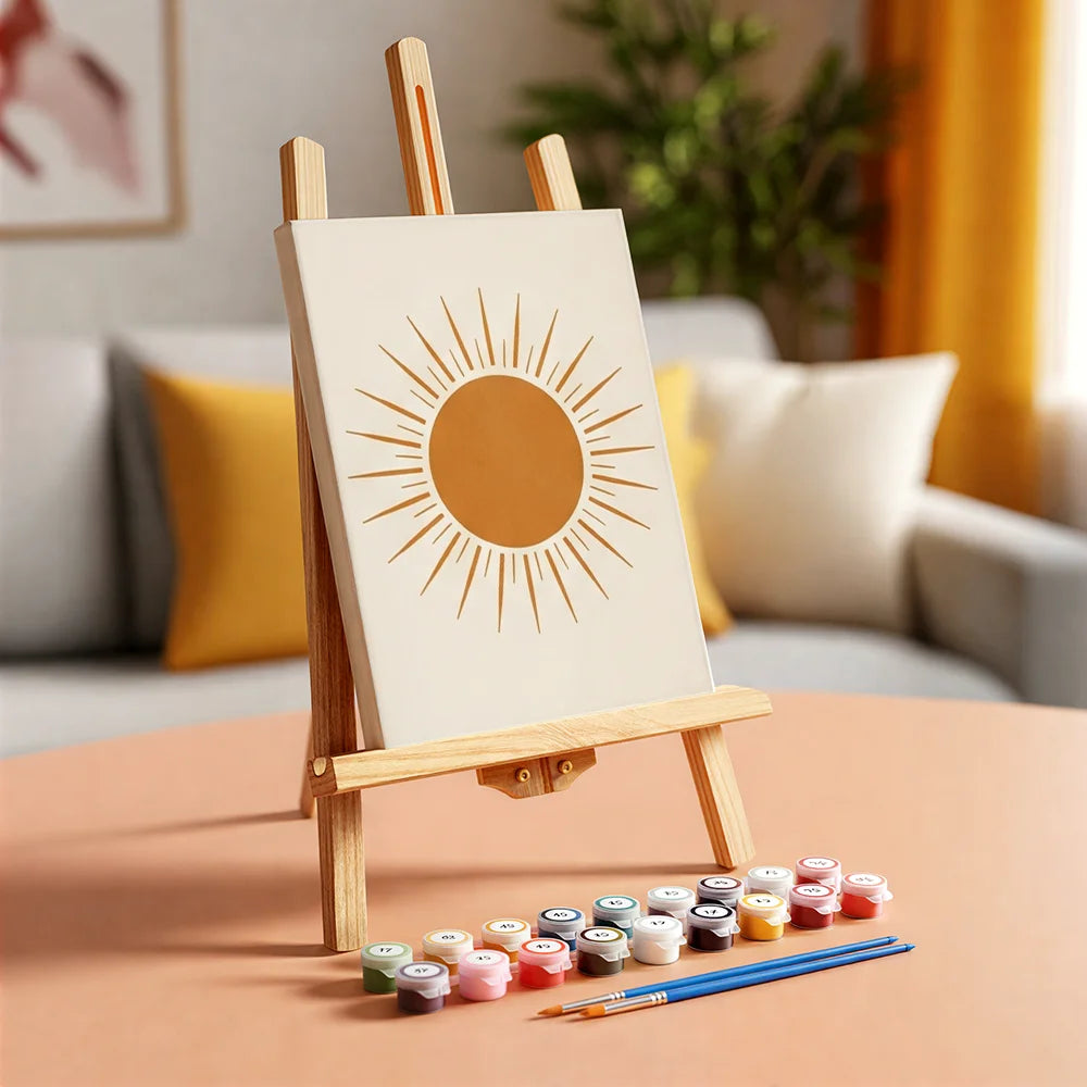 Malen nach Zahlen - 6 Mini-Gemälde | Boho Linienkunst & Natur