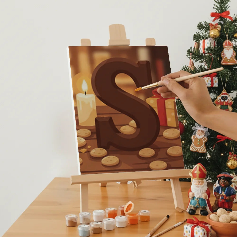 Malen nach Zahlen - 6 Mini-Gemälde | Buchstabe „S“ Schokolade