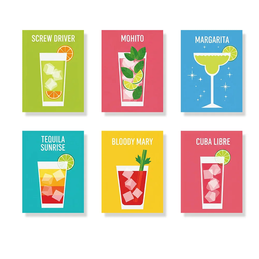 Malen nach Zahlen - 6 Mini-Gemälde | Cocktail-Kollektion