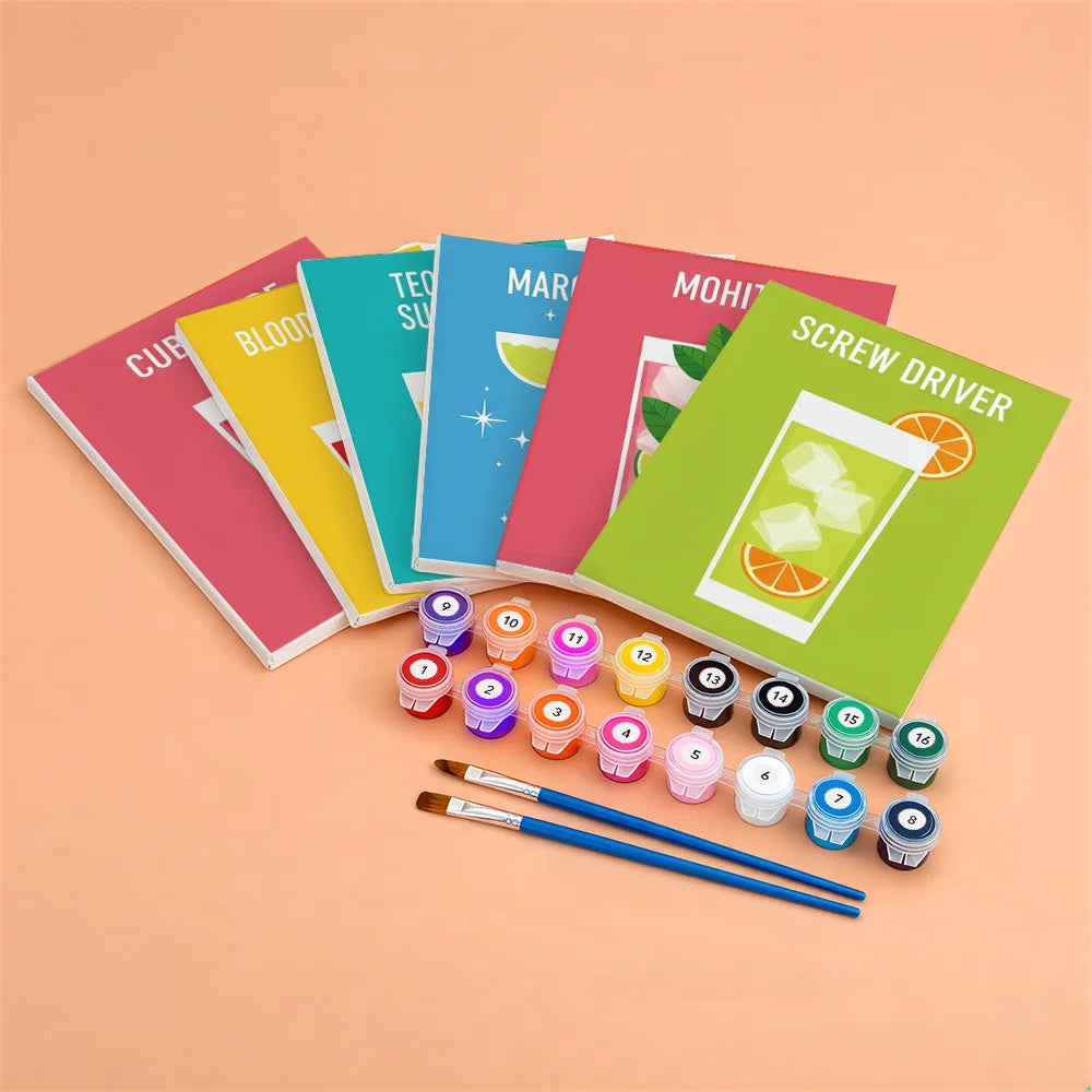 Malen nach Zahlen - 6 Mini-Gemälde | Cocktail-Kollektion