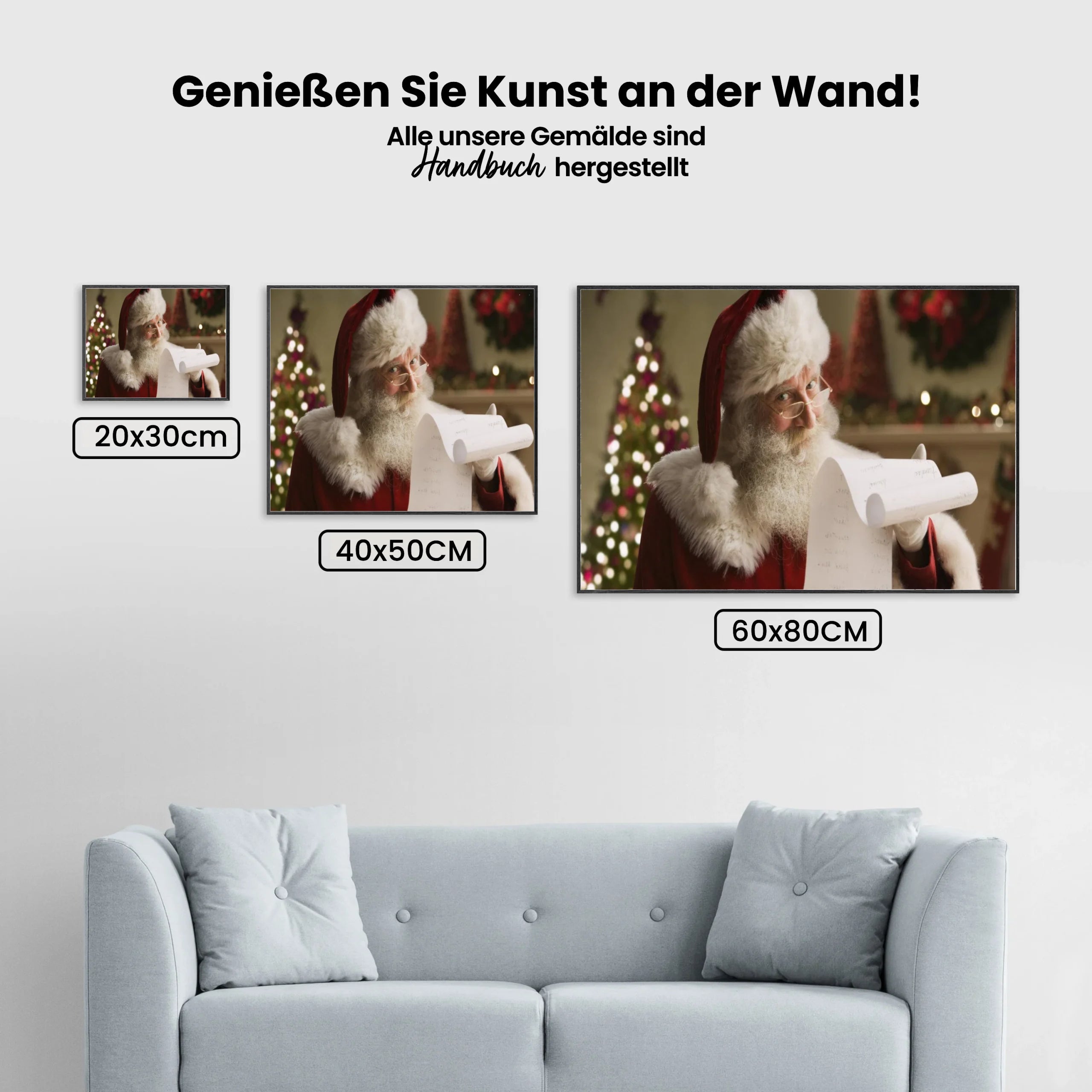 Der Weihnachtsmann mit seiner Liste - Malen nach Zahlen