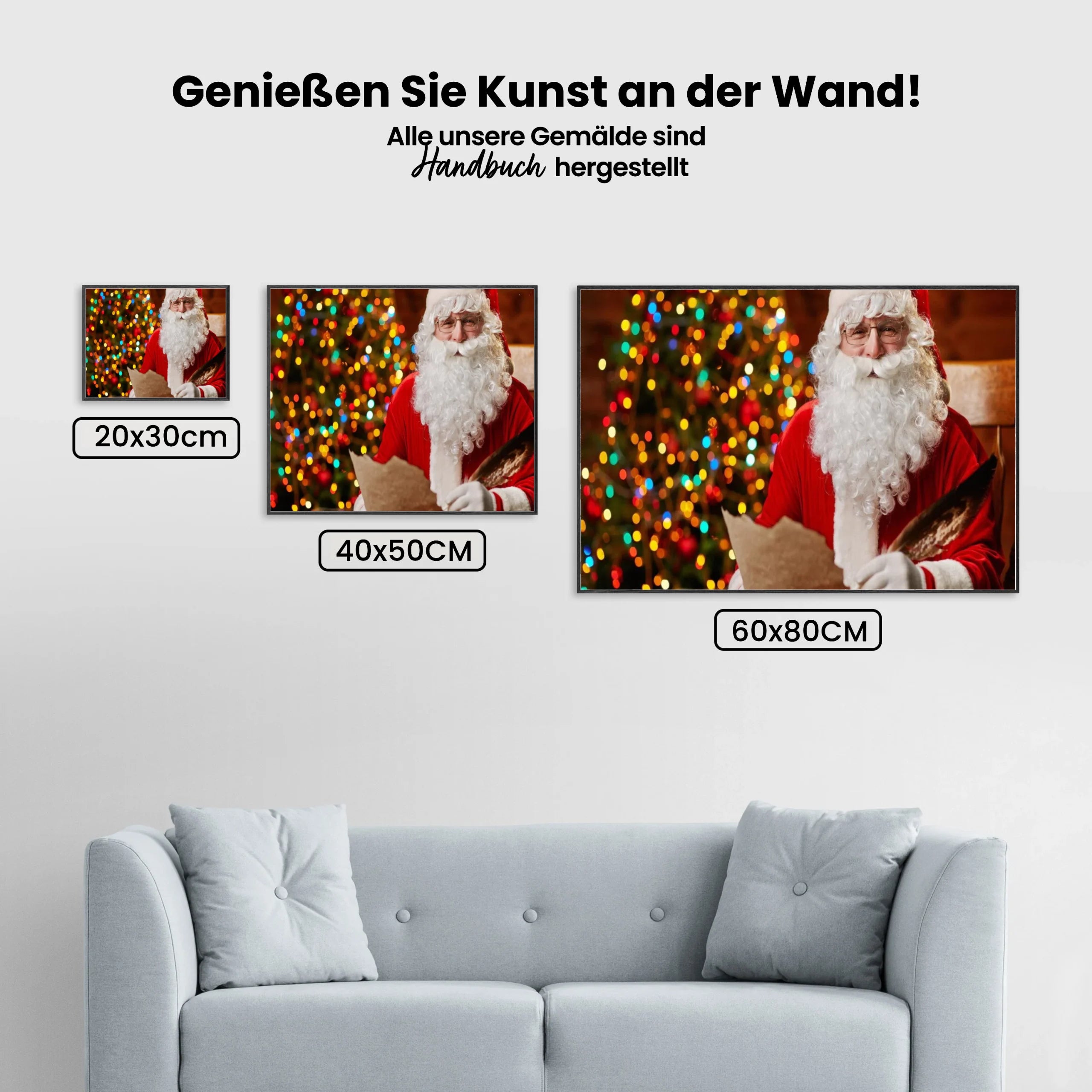 Der Weihnachtsmann und der Weihnachtsbaum - Malen nach Zahlen