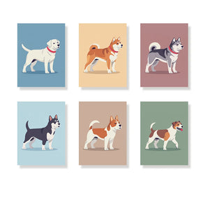 Malen nach Zahlen - 6 Mini-Gemälde | Die Hundstage-Kollektion