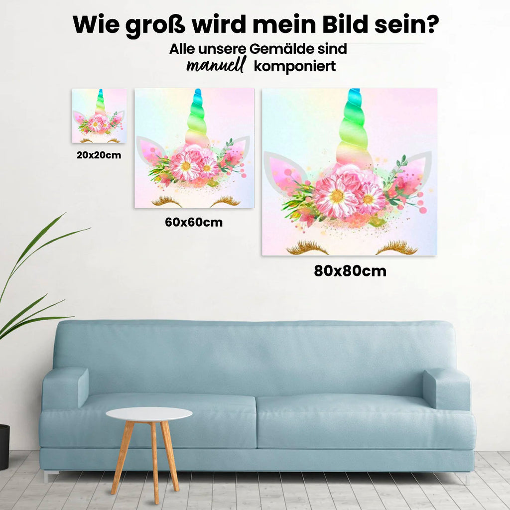Einhorn-Blumen - Malen nach Zahlen