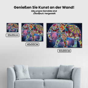 Elefant Mandala | Glow in the Dark - Malen nach Zahlen