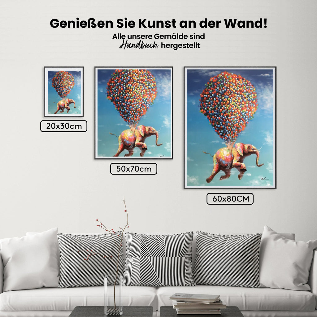 Elefant an Ballons - Malen nach Zahlen
